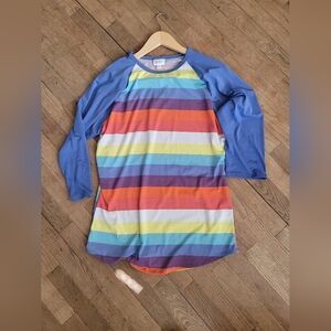 Lularoe , Randy 3/4 Sleeve T -Shirt,‎ Multicolor Rainbow, Size Large
